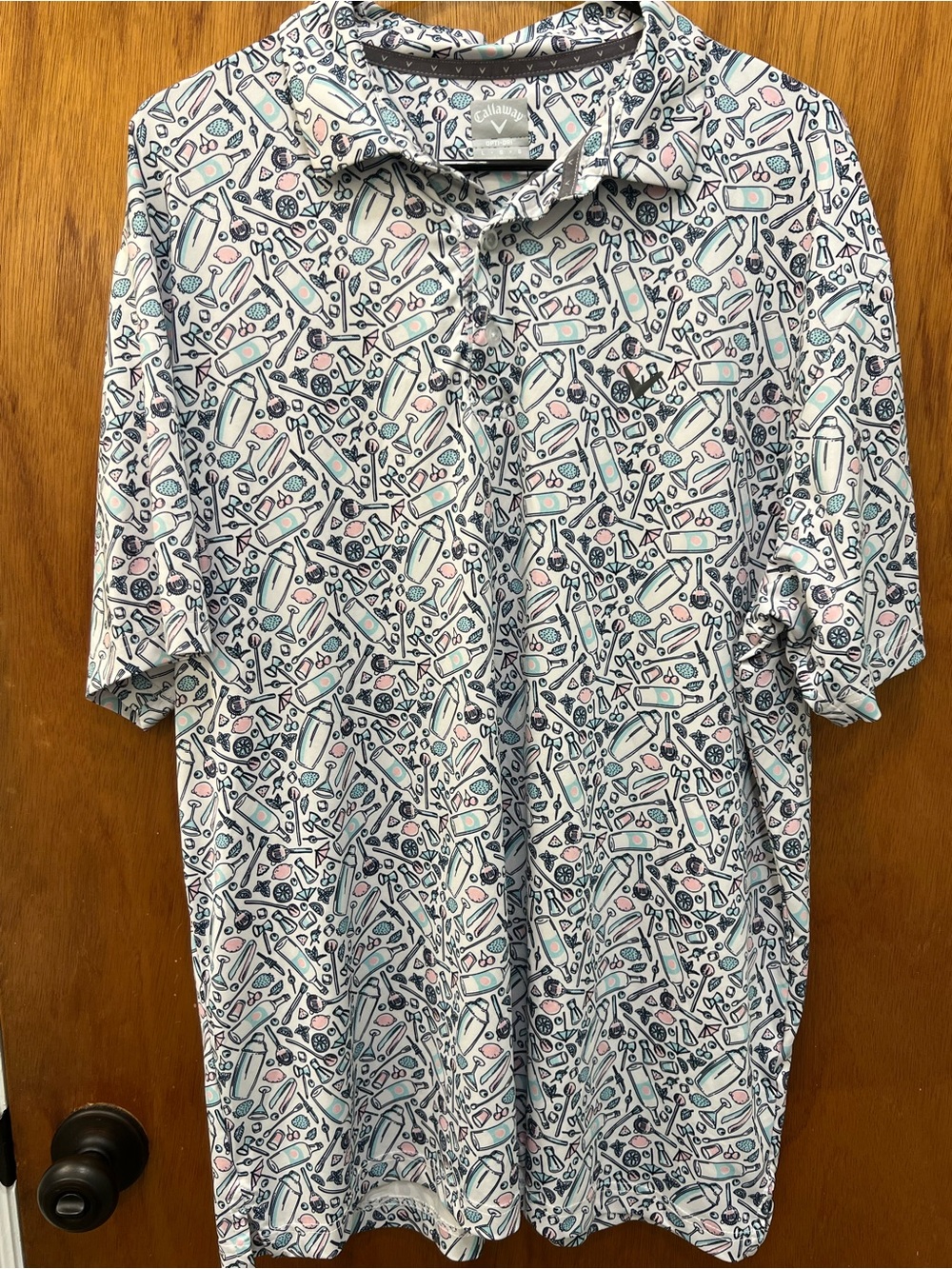 Callaway Opti Dri Golf Polo Shirt Men's Large Cocktail Martini Print